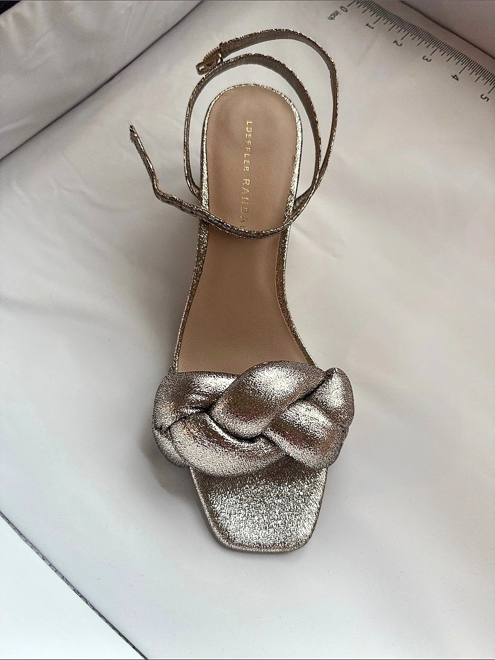 Loeffler Randall Ada Knot Heel Sandal Gold US 8